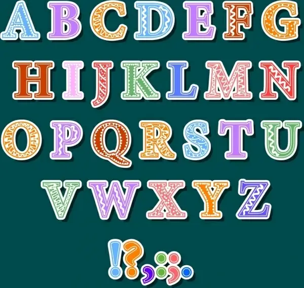 alphabet background colorful texts sign ornament