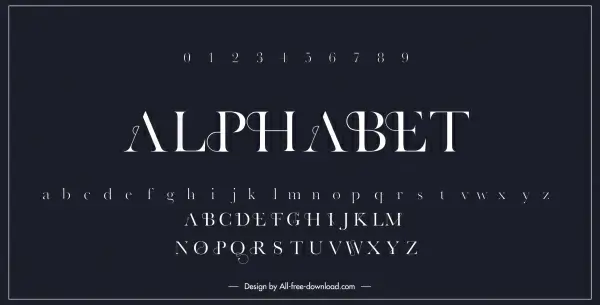 alphabet background template modern dark black white design