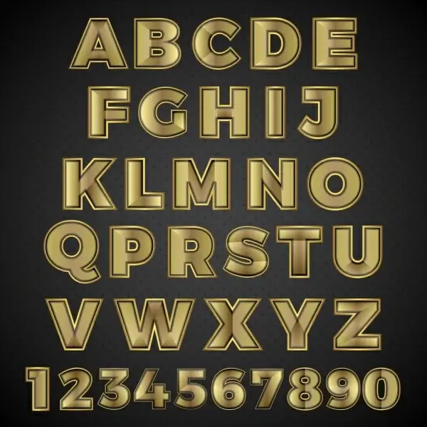 alphabet numbering icons yellow shiny design