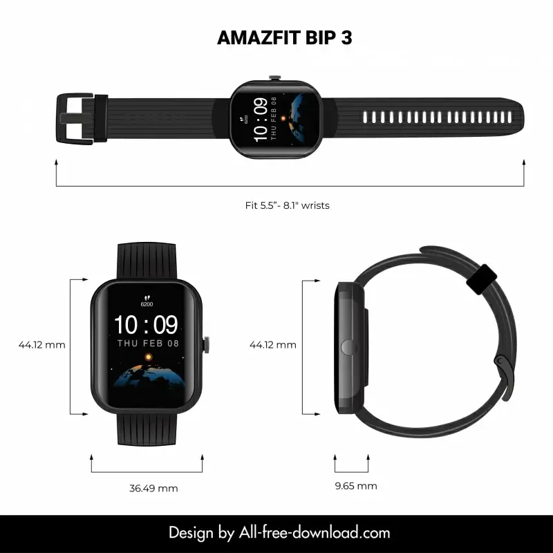 amazfit bip smartwatch design elements luxury black