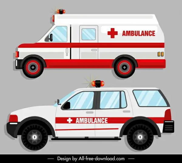 ambulance icons modern flat sketch