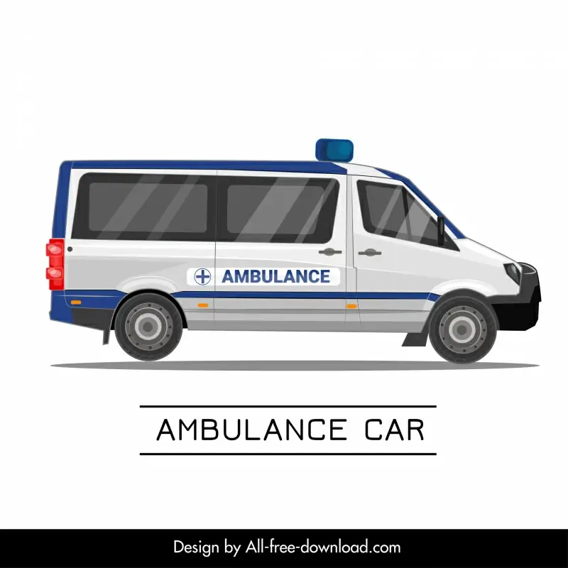 ambulance van icon modern flat side view sketch