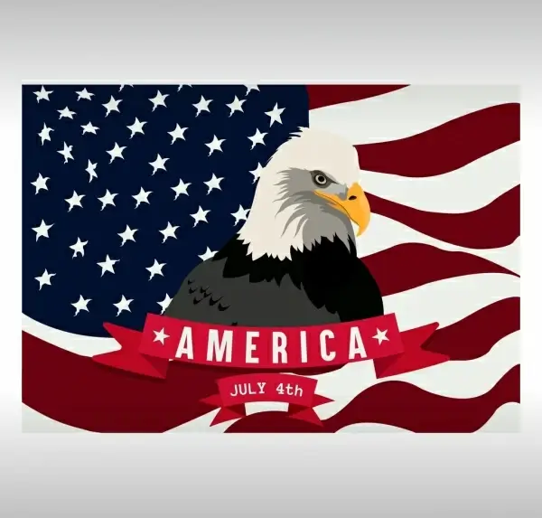 america banner flag eagle icons decor 