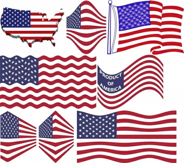 america flags vector illustration with various shapes
