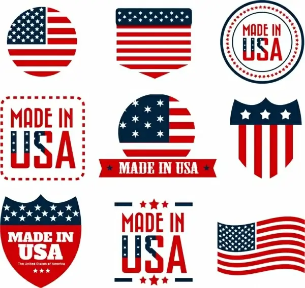 america labels collection colorful flags decoration