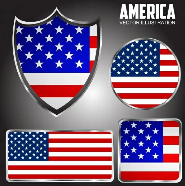 america labels collection flag backdrop geometric design