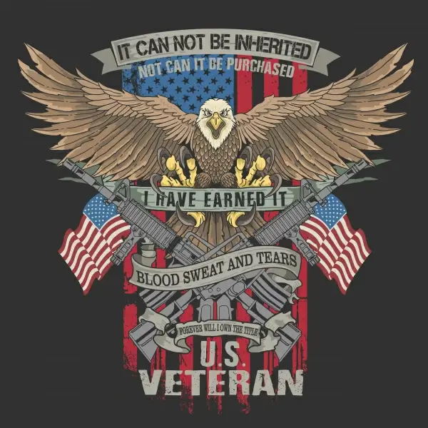 american eagle veteran emblem illustration vector