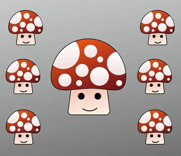 amusing cartoon mushrooms vector
