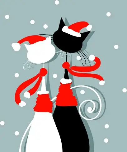 amusing christmas cats vector graphics