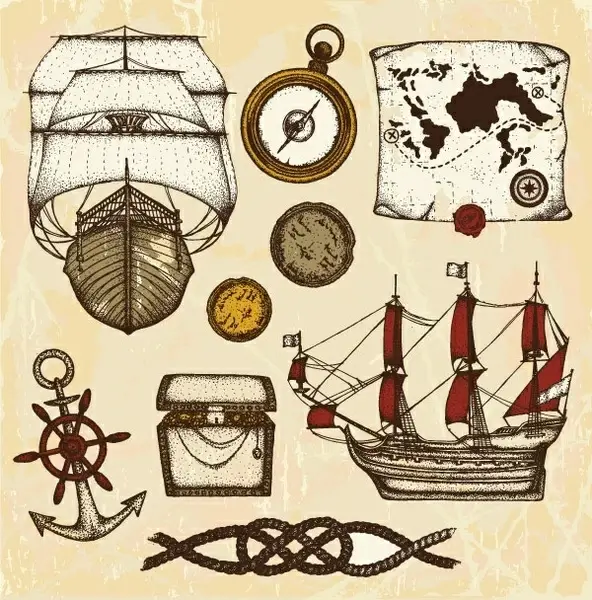 ancient nautical theme vector