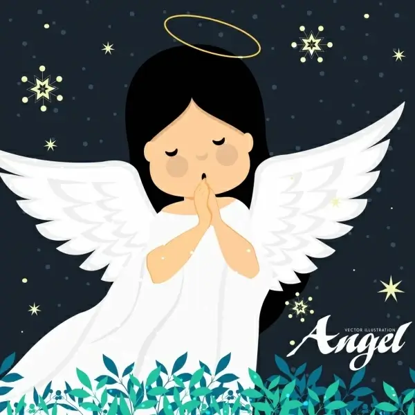 angel drawing cute girl icon colored cartoon design