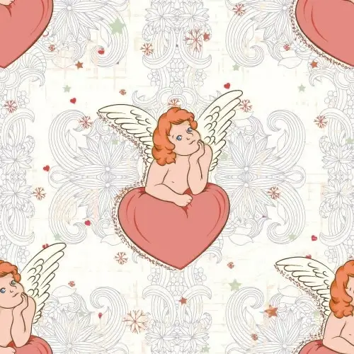 angel hearts vector line art illustration cupid