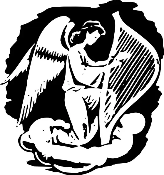 Angel Playing Harp clip art