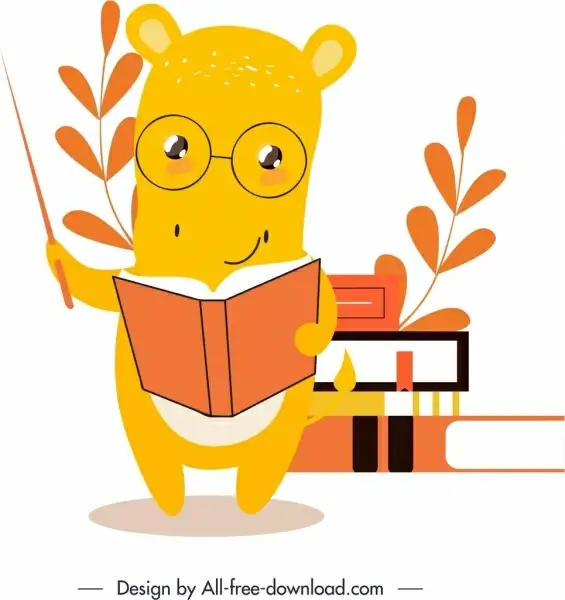 animal background education theme stylized hippo icon