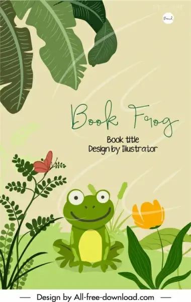 animal book cover template frog sketch cartoon design