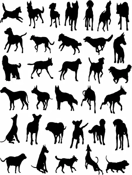 dog icons collection black silhouette design