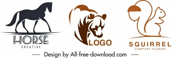 animals logotypes flat handdrawn sketch