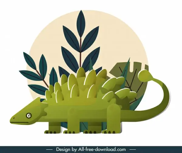 ankylosaurus dinosaur icon colored classical flat sketch