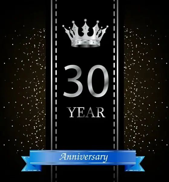 anniversary banner shiny crown icon elegant black design