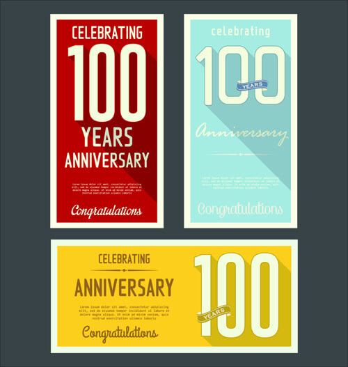 anniversary celebrating vintage flat cards vector