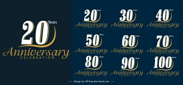 anniversary logotypes elegant number calligraphic decor