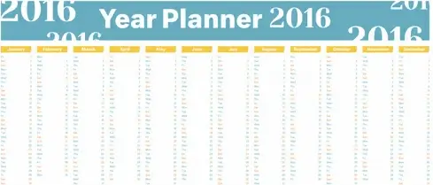 annual planner16 calendar vectors