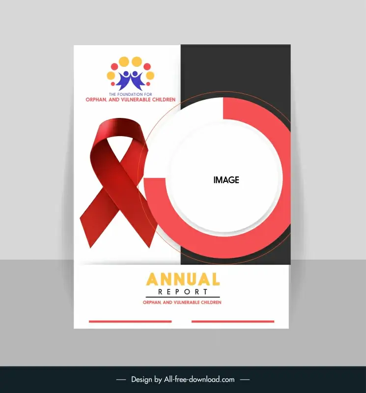 annual report cover page template modern elegant 3d ribbon circle decor
