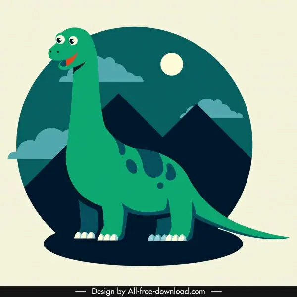 apatosaurus dinosaur icon cartoon design cute stylized