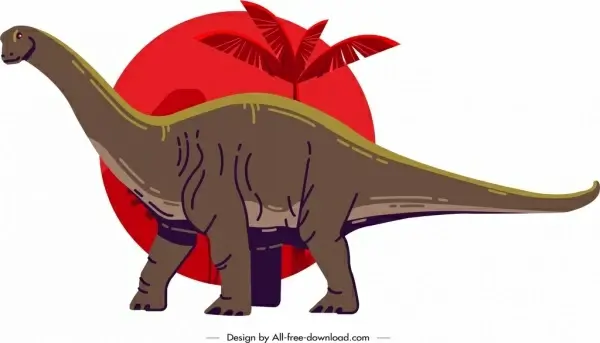 apatosaurus dinosaur icon colored cartoon sketch