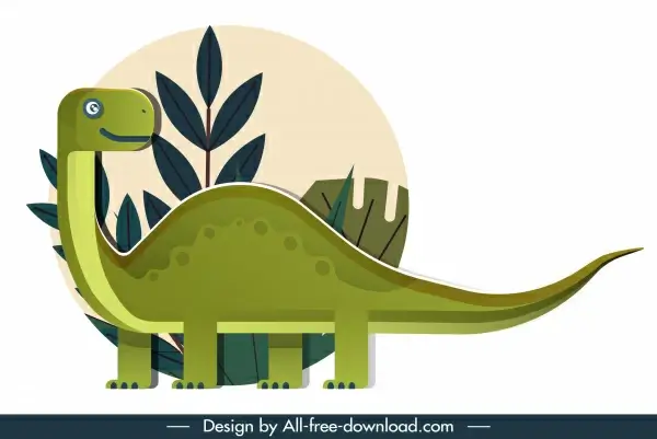 apatosaurus dinosaur icon cute cartoon sketch colored flat