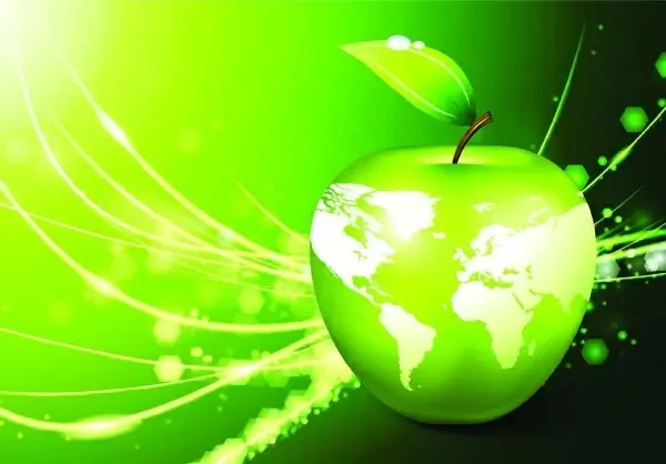 eco apple background green swirled decoration sparkling style