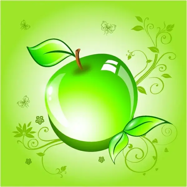 Apple on a green background