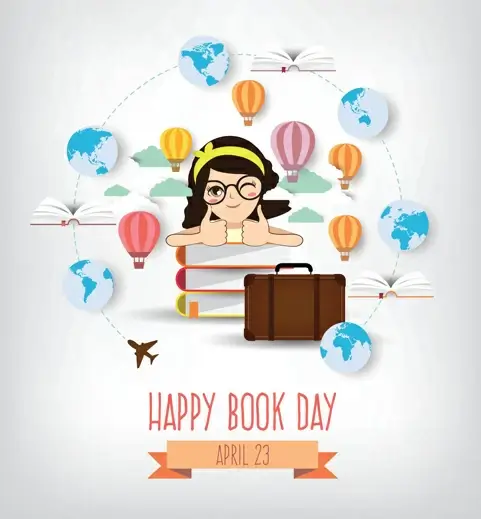 april happy book day vector design