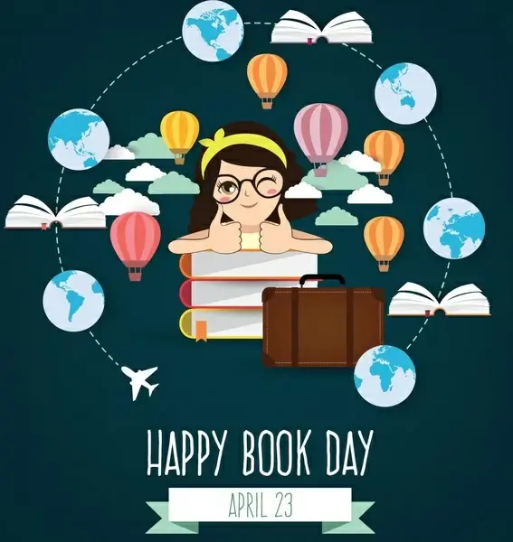 april happy book day vector design