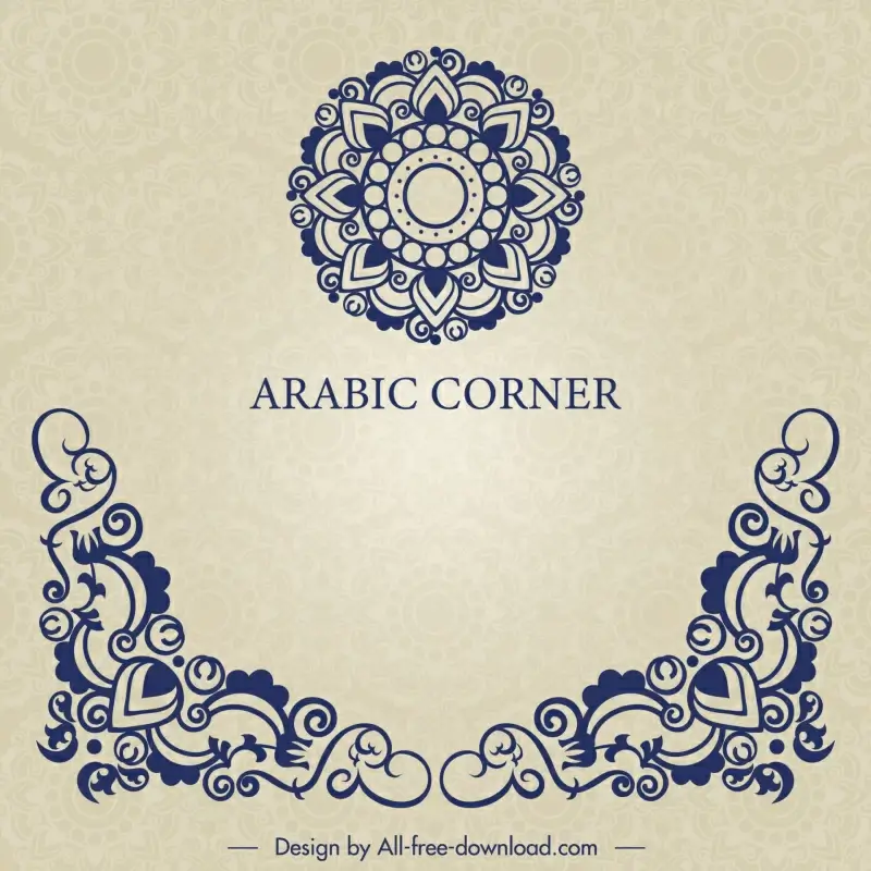 arabic corner design elements flowers curves shapes symmetry 
