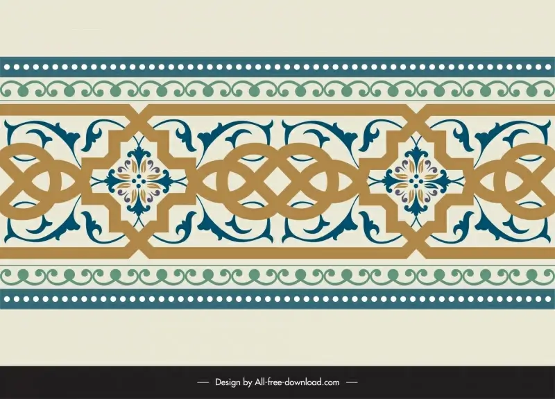 arabic floral seamless border template repeating symmetric geometry 