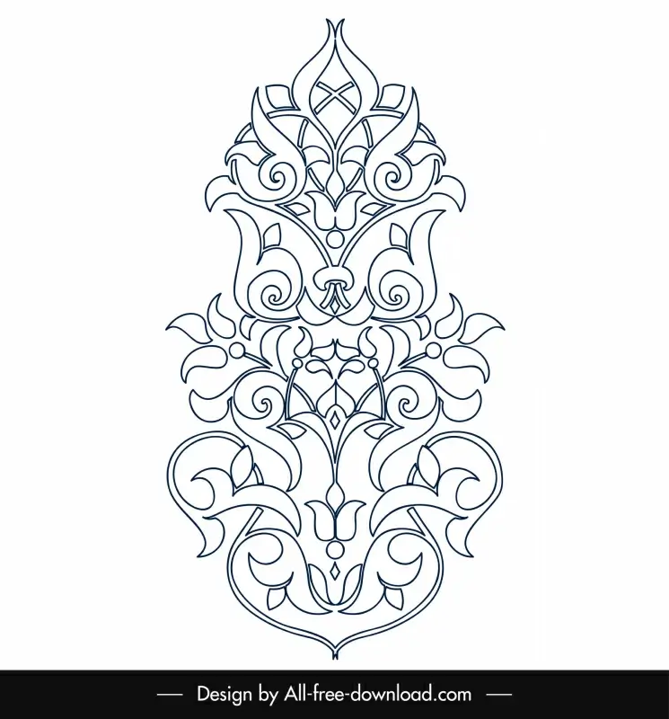 arabic islamic art template black white elegant symmetric floral outline