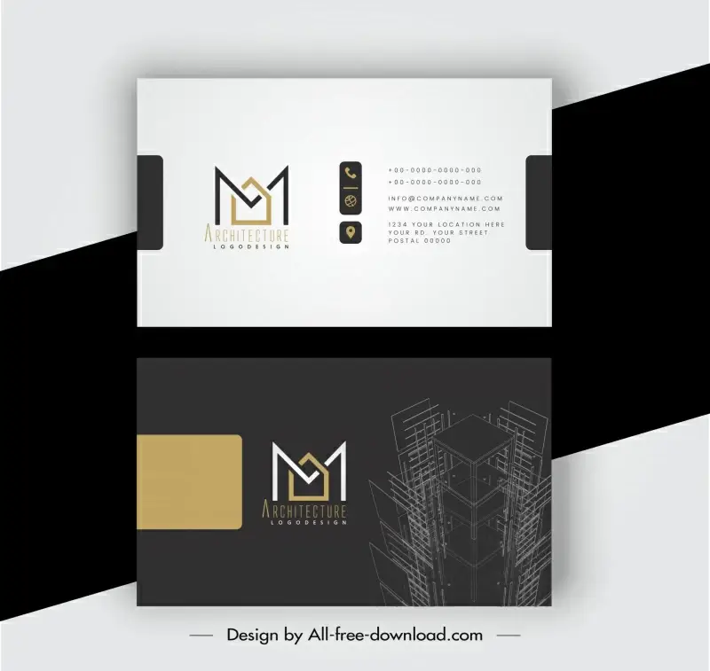 architect business card design templates elegant contrast bright dark