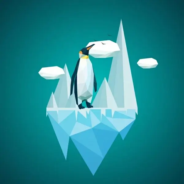 arctic penguin background ice symbol colored polygon style