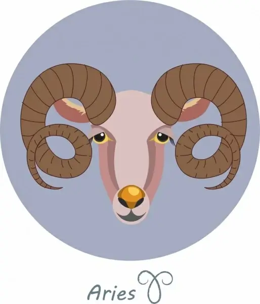 aries zodiac background antelope icon colored circle isolation