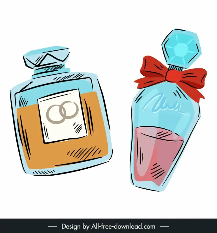 aristocratic perfume for women in paris style design elements flat classical handdrawn sketch