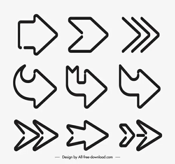 arrow icons templates flat retro shapes
