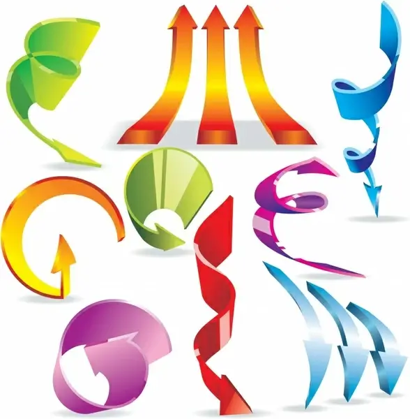decorative arrow icons shiny colorful modern 3d design