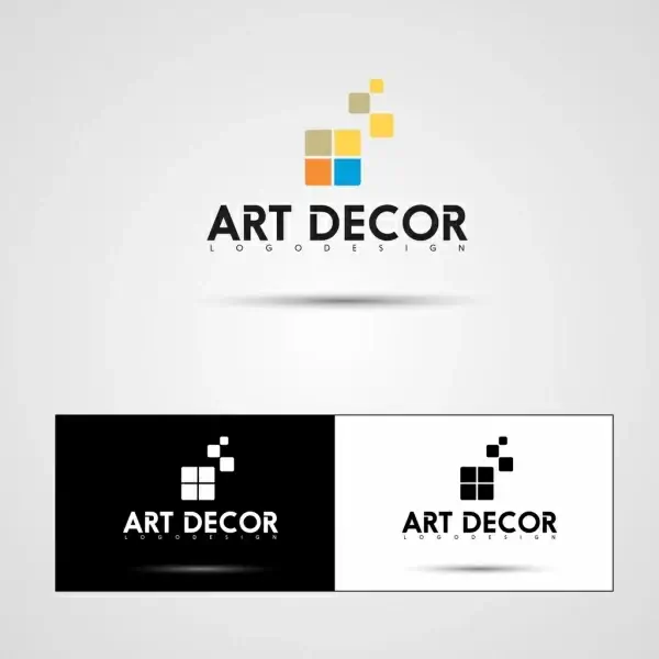 art decor logotypes squares icons decoration