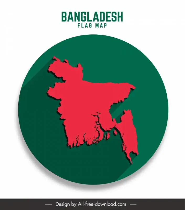artistic design on bangladesh flag and map flat red green circle sketch