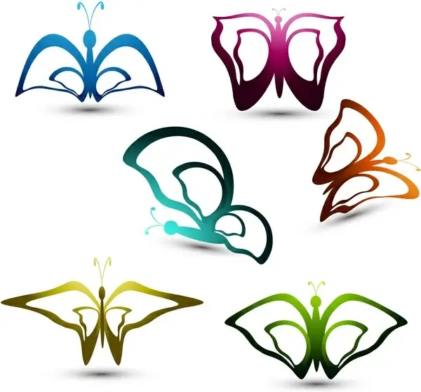 artistic styles multicolor butterfly colorful design vector