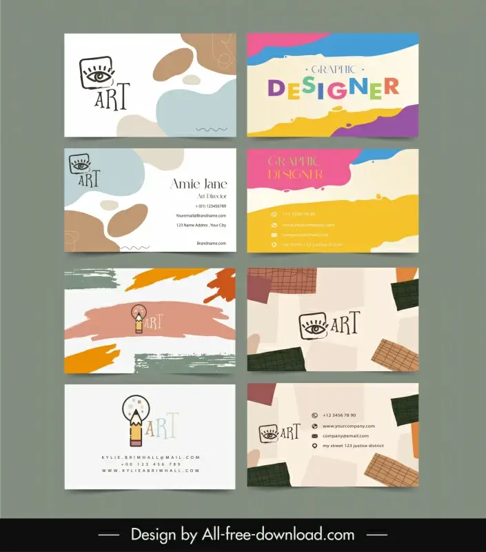 arts crafts business card templates collection classical abstract grunge geometry 