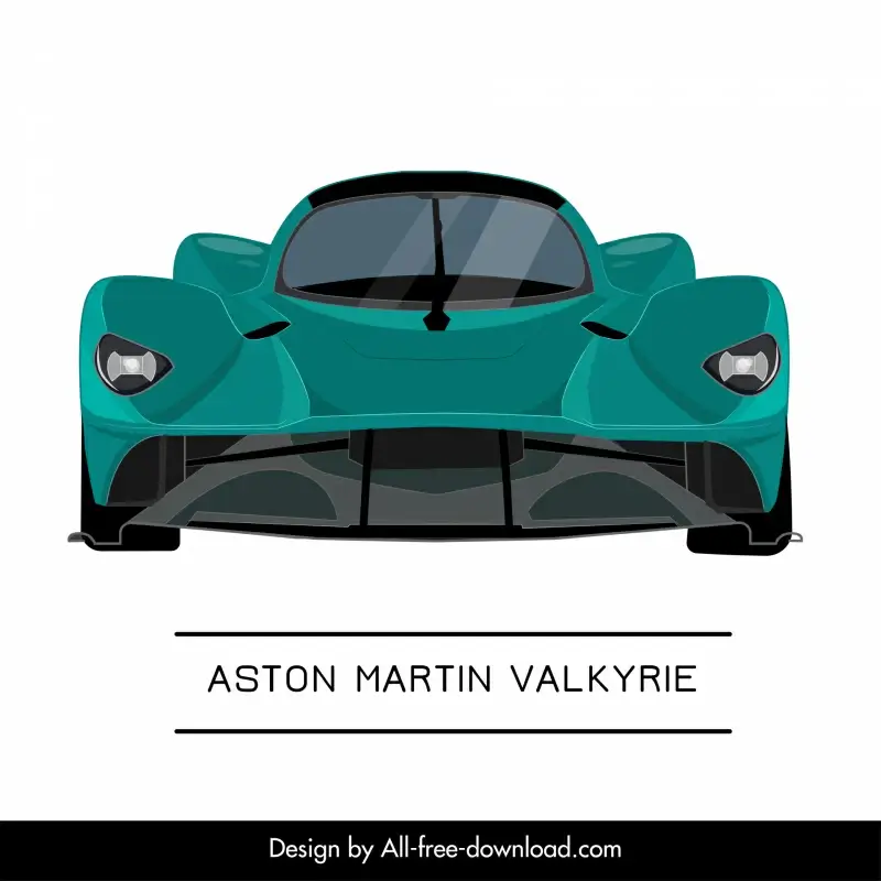 aston martin valkyrie car model advertising template flat symmetric front view sketch