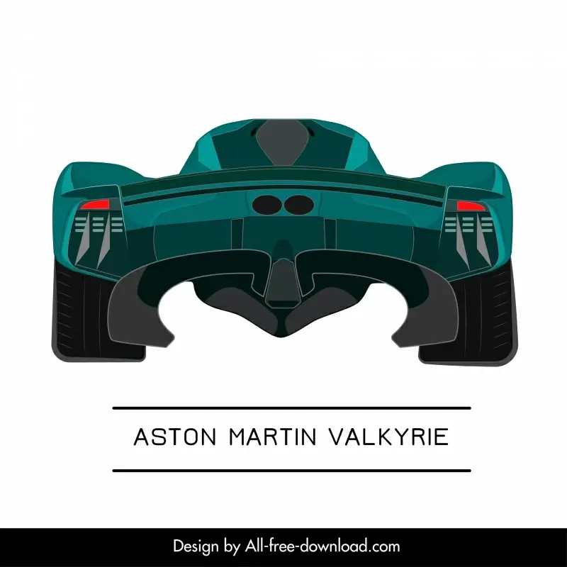 aston martin valkyrie car model icon flat symmetric back view sketch