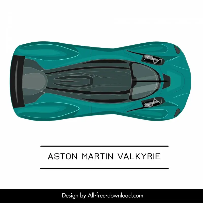 aston martin valkyrie car model icon flat symmetric top view design 